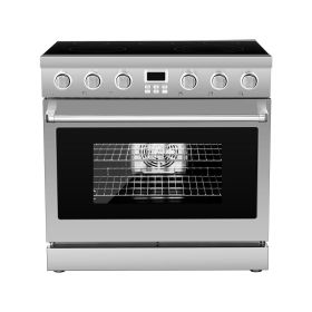 VEVOR 36 in Electric Range Oven, 6.0 Cu. Ft. Capacity Compact Freestanding Oven, Stainless Steel Kitchen Stove, with 5 Burners