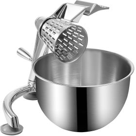 VEVOR Rotary Cheese Grater, Zinc Alloy Rotary Vegetable Mandoline, Manual Cheese Mandoline with 5 Stainless Steel Cutting Cones